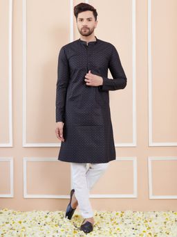 See Designs - Black & White Printed Cotton Straight Kurta