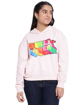 Lil Tomatoes - Girls Printed Disney Cotton Fleece Hoodies Pink