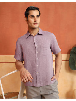 Fabindia - Purple Linen Bush Shirt