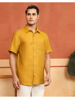 Fabindia - Mustard Viscose Silk Blend Printed Shirt