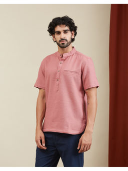 Fabindia - Pink Cotton Blend Mid Placket Shirt