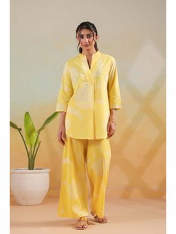 Jisora - Women's Yellow Printed Cotton Co-Ord Set