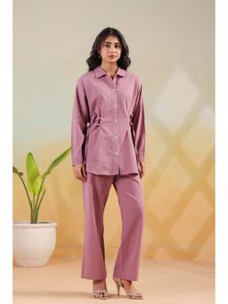 Jisora - Women's Pink Solid Cotton Co-Ord Set