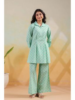 Jisora - Women's Green Floral Printed Cotton Co-Ord Set
