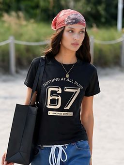 Don’t be basic - Black Typography Half Sleeve Regular T-Shirt