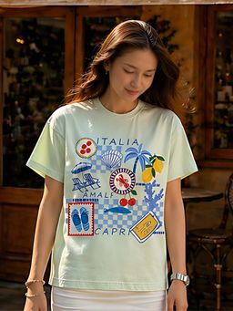Don’t be basic - Green Graphic Half Sleeve Regular T-Shirt