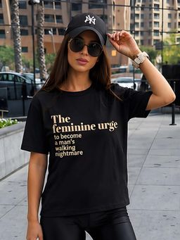 Don’t be basic - Black Typography Half Sleeve Regular T-Shirt