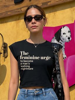 Don’t be basic - Black Typography Cap Sleeves Fitted T-Shirt