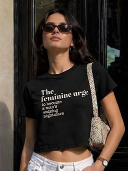 Don’t be basic - Black Typography Short Sleeve Boxy Crop T-Shirt