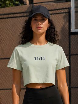 Don’t be basic - Green Typography Short Sleeve Boxy Crop T-Shirt