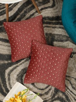 HOSTA HOMES - Embroidered Soft Velvet Cushion Covers Peach (16 x 16 inches)