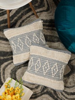 HOSTA HOMES - Pure Cotton Hand Crafted Cushion Covers Multi-Color (16 x 16 inches)