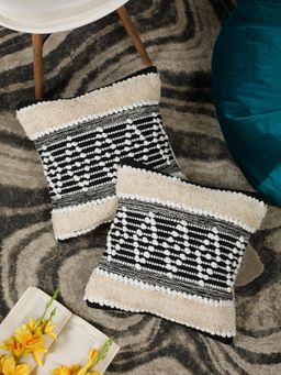 HOSTA HOMES - Pure Cotton Hand Crafted Cushion Covers Multi-Color (16 x 16 inches)