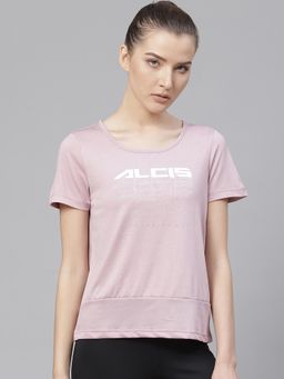 Alcis - Women Lavender Printed Round Neck T-shirt