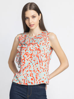 SHAYE - Beige Round Neck Sleeveless Casual Top