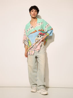 ONLY - Multi-Color Oversized Printed Shirt