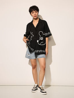 ONLY - Black Oversized Printed Shirt
