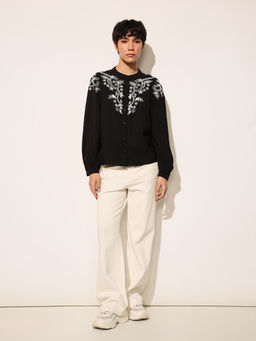 ONLY - Black Embroidered Full Sleeve Shirt
