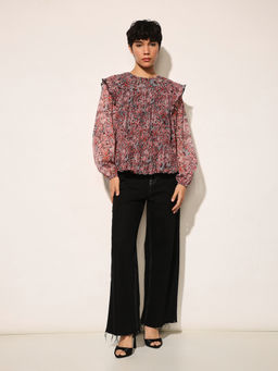 ONLY - Multi-Color Chiffon Printed Top