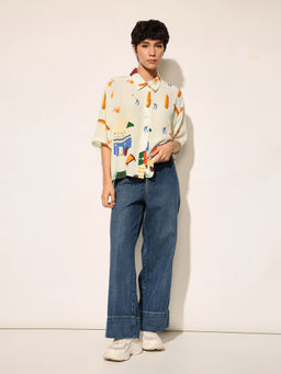 ONLY - White Oversized Printed Shirt