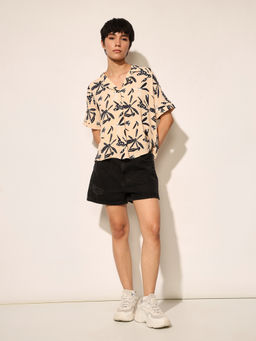 ONLY - Oversized Printed Beige Shirt