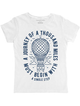 THREADCURRY - Journey of Miles Girls Graphic Printed T-Shirt - White