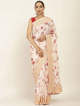 Soch - Embellished Chiffon Saree with Unstitched Blouse