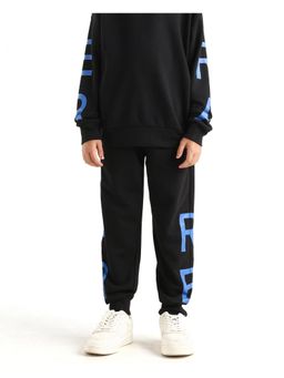 RARE ONES - Regular Fit Typography Printed Joggers - Black