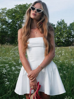 Outzidr - White Solid A-Line Fit Dress