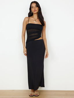 Outzidr - Black Solid Bodycon Fit Dress