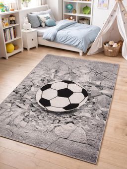 OBSESSIONS - Polypropylene Printed Kids Carpet Jute Backing - Grey (4x6 feet)