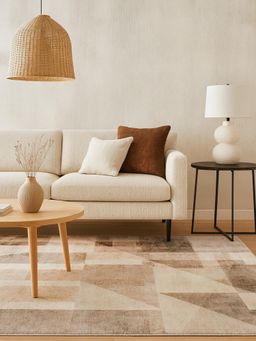 OBSESSIONS - Carpet Abstract Pattern Cotton Backing - Cream & Brown