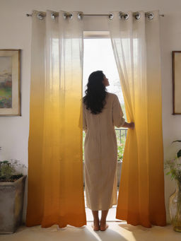 Urban Space - 35-40% Light Filtering Sheer Window Curtains - Sunset Ombre (Pack of 2)