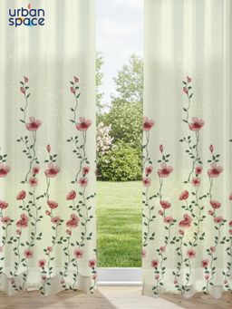 Urban Space - 35-40% Light Filtering Sheer Window Curtains - Blush Vine (Pack of 2)