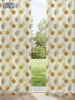Urban Space - 35-40% Light Filtering Sheer Window Curtains - Drops Mustard (Pack of 2)