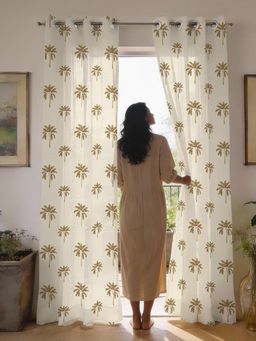 Urban Space - 35-40% Light Filtering Sheer Window Curtains - Palm Coast (Pack of 2)