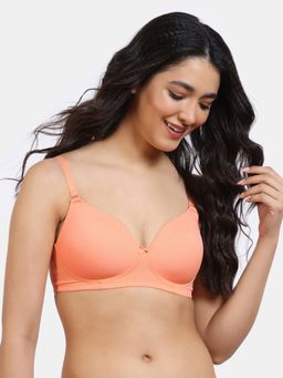 Zivame - Beautiful Basics Padded Non Wired 3/4th Coverage T-Shirt Bra - Cantaloupe