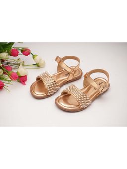 BOYZ N GALZ - Girls Rose Gold Embellished Sandals
