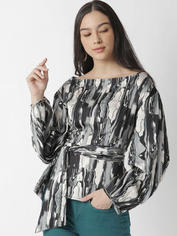 RAREISM - Black Printed Top