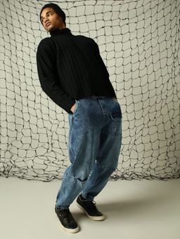 Hubberholme - Men Regular Knitted Oversized Fit Acrylic Turtle Neck Long Sleeve Sweaters