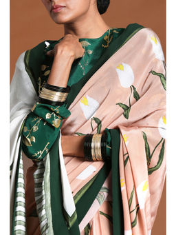 Masaba - Nude Pink Bud Moon Saree With Unstitched Blouse