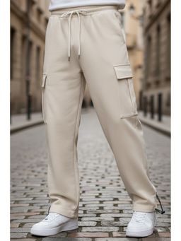 Nobero - White Loose Mid Rise Oversized Cargo Utility Joggers