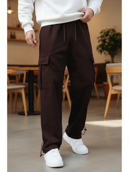 Nobero - Brown Loose Mid Rise Oversized Cargo Utility Joggers
