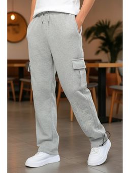 Nobero - Grey Loose Mid Rise Oversized Cargo Utility Joggers
