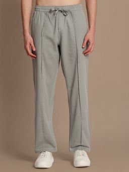Bene Kleed - Grey Men Mid-Rise Relaxed Fit Style Pleated Casual Trousers