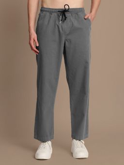 Bene Kleed - Grey Men Mid Rise Solid Relaxed Fit Pleated Casual Trousers