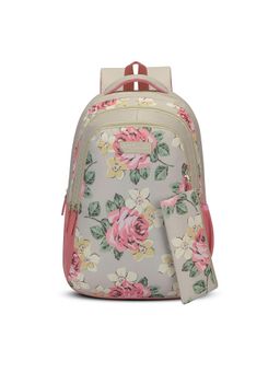 Lavie Sport - 36L Buttercup Backpack 19 inches Laptop Compatible Pencil Pouch |(Beige) (Set of 2)