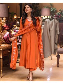 Gahan - Womens Viscose Rayon Embroidered Anarkali with Pant & Dupatta