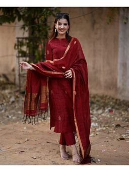 Gahan - Womens Viscose Rayon Straight Embroidered Kurta with Pant & Dupatta