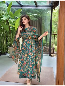 Gahan - Womens Viscose Rayon Anarkali Printed with Pant & Dupatta